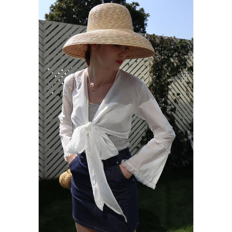 Bell sleeve lace 2way bolero cotton white