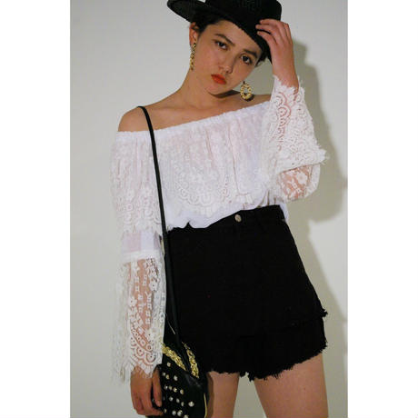 double fringe short pants