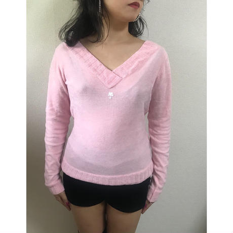 courrége v neck pile tops