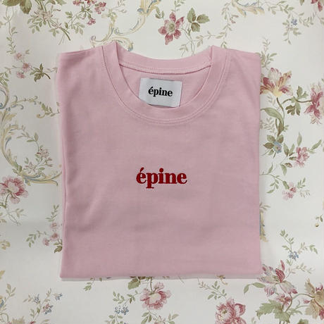 epine embroidery tee pink×red