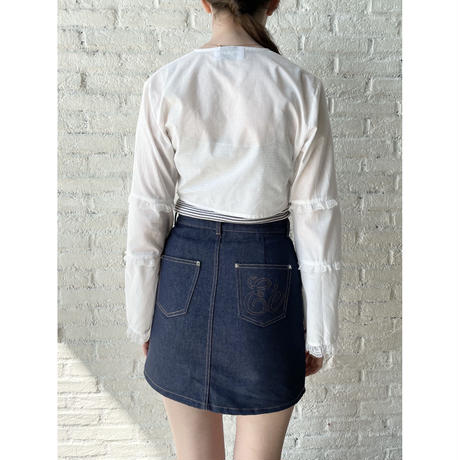 Bell sleeve lace 2way bolero cotton white