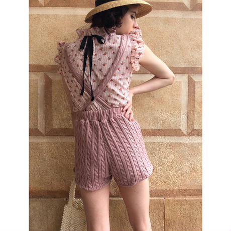 cable knit 2way short pants pink