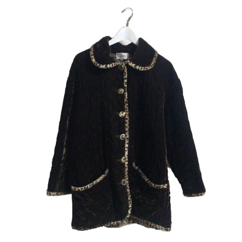 velour quilting leopard coat