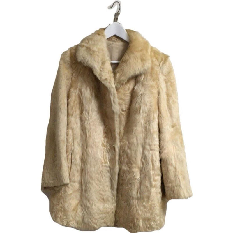 real fur coat beige