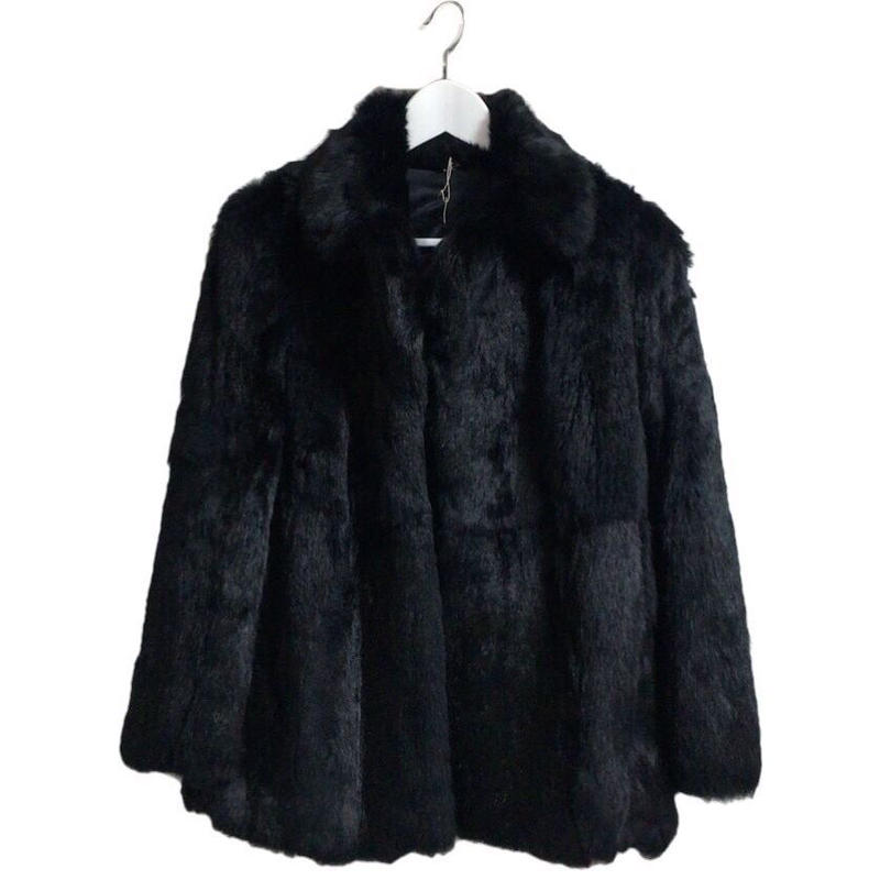 black rabbit fur coat