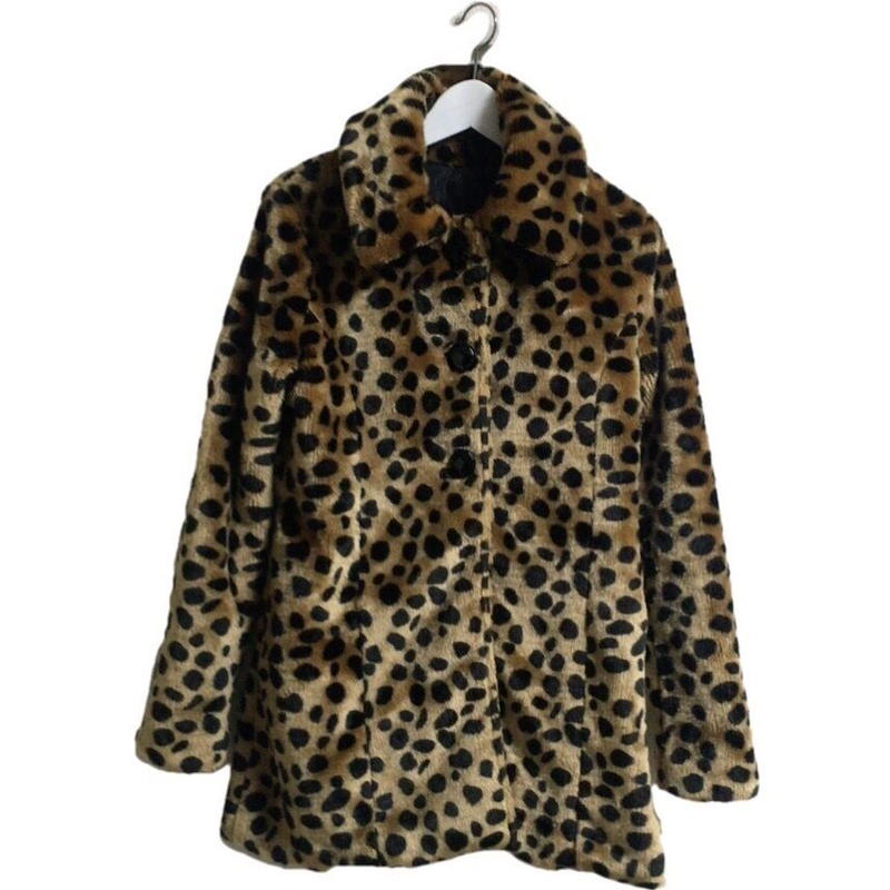 leopard design fur coat
