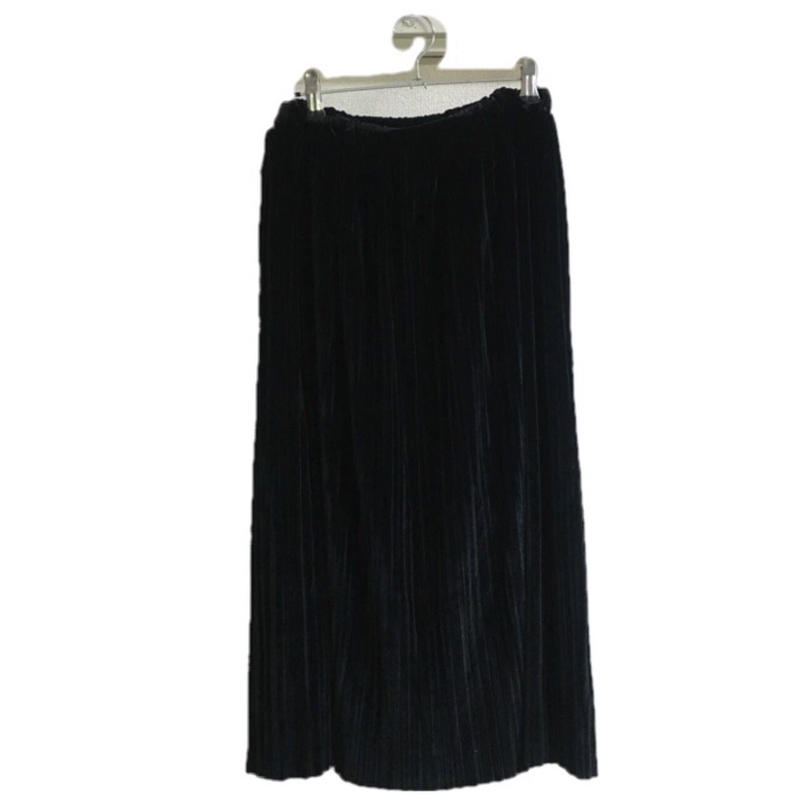 velours pleats skirt black