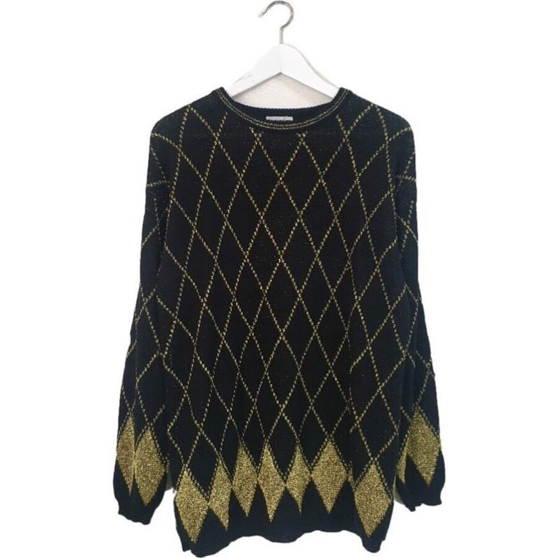 argyle pattern black&gold knit