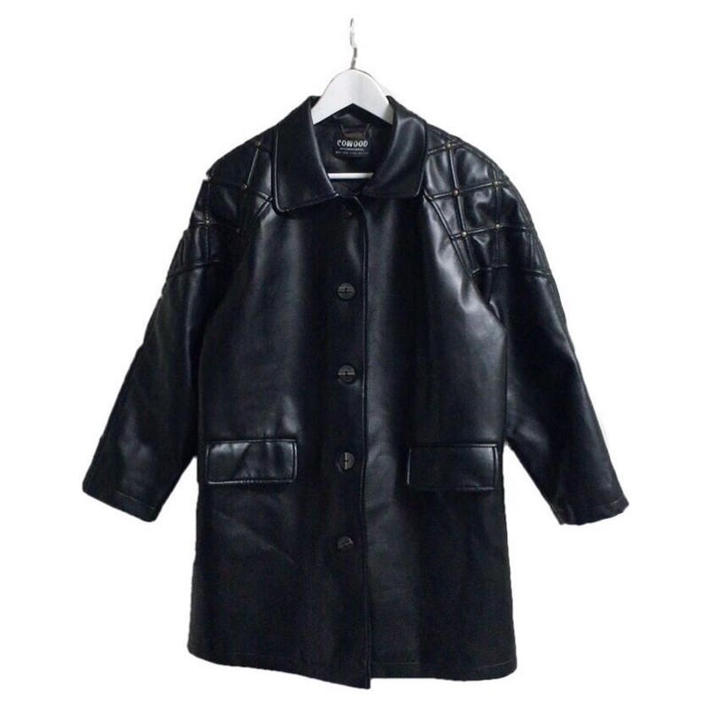 studs leather coat