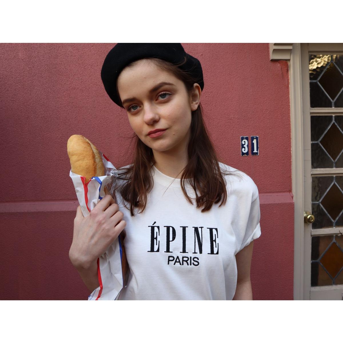 ÉPINE PARIS embroidery tee white×black | épine